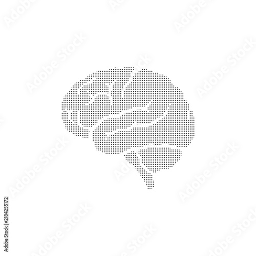 Minimalist human brain vector icon, anatomical brain silhouette on white background, medical neurology symbol for healthcare and science