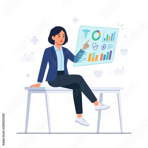 Healthcare Professional Analyzing Digital Health Data Interface Modern Technology