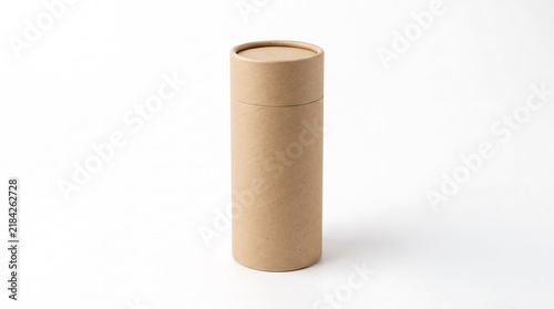 Kraft paper tube packaging cylinder box mockup stock photo