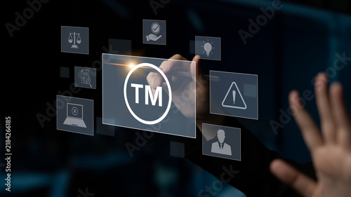 Obraz na plátně Trademark protection and legal compliance with TM icon, copyright law, patent ch