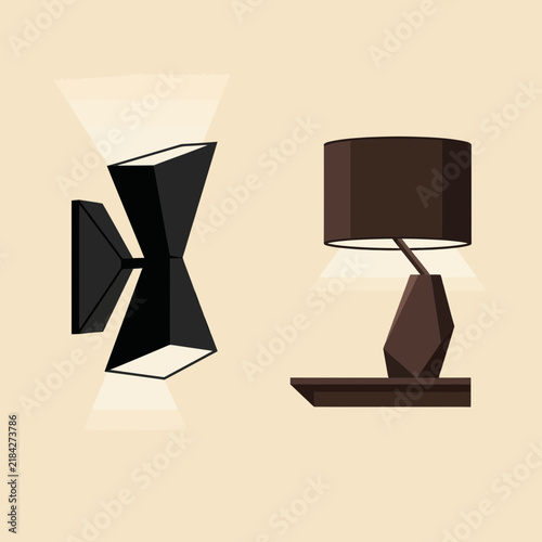 Minimalist Geometric Wall Sconce and Table Lamp Interior Lighting