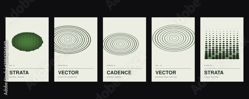 Foto Strata, cadence, and strata minimal series posters featuring concentric circles,