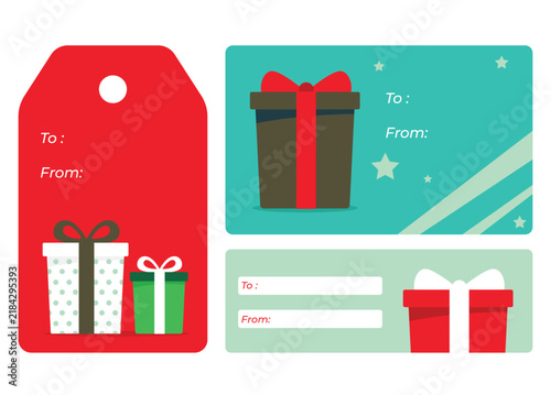 Christmas Gift Tag and Greeting Card Vector Design