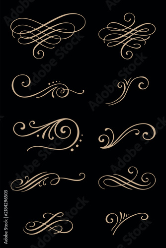 gold flourishes scrolls vintage ornament
