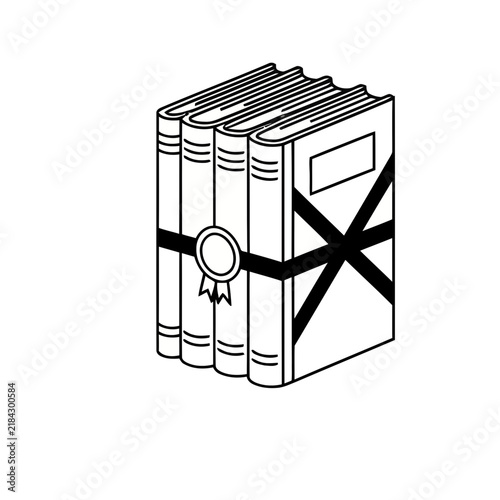 Stack of Books with Ribbon and Seal