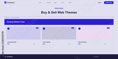 Foto Modern website theme preview cards for web design tools Vector