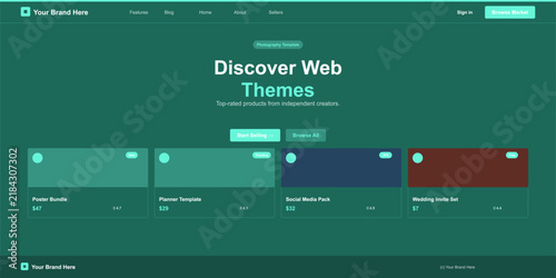 Bild auf Leinwand Modern web theme preview cards collection for digital products Vector