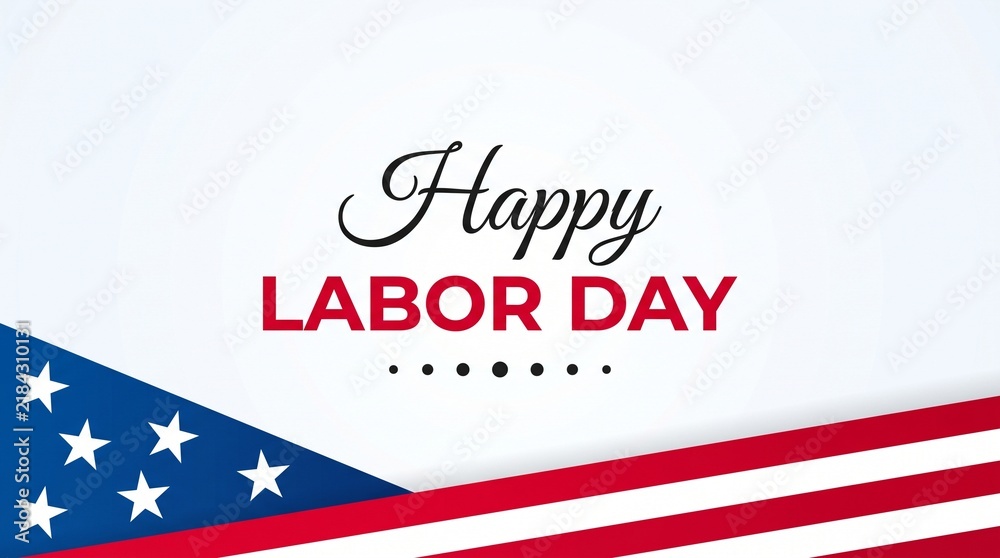 Obraz premium Happy labor day greeting card design with american flag background elements