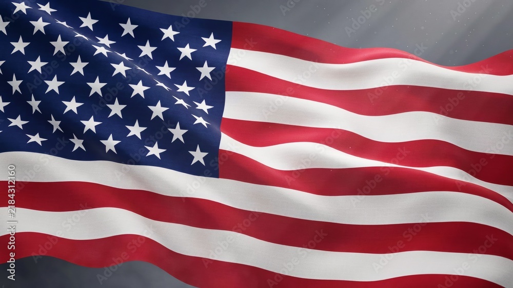 Obraz premium A close up view of the american flag waving gently in the breeze against a soft background