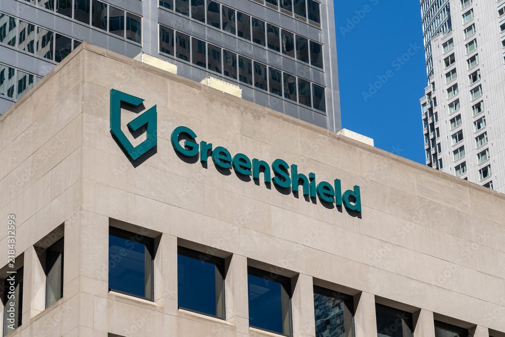 Obraz premium Toronto, Canada - September 7, 2026: Green Shield regional office building in downtown Toronto, Canada. Green Shield Canada (GSC) is a not for profit benefits carrier. 