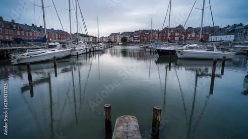 Chaffers marina view with yachts and calm water reflections at dusk