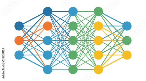 Artificial neural network diagram for machine learning concepts.