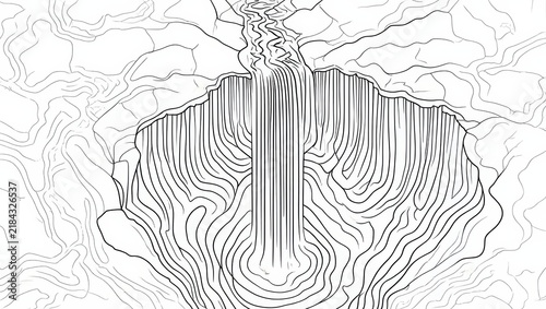 Abstract Waterfall Contour Lines
