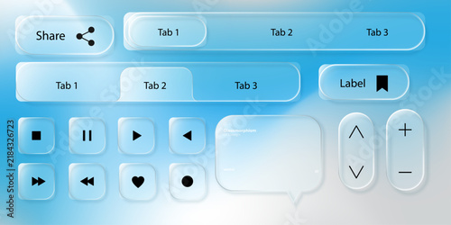 Liquid glass morphism frame with transparent button and rectangle shape. 3D UI effect with bubble light icon on glassmorphism background. Transparent text box design for modern interface element