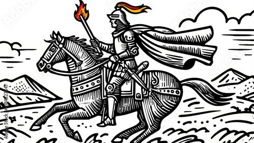 Knight on Horseback Carrying a Torch