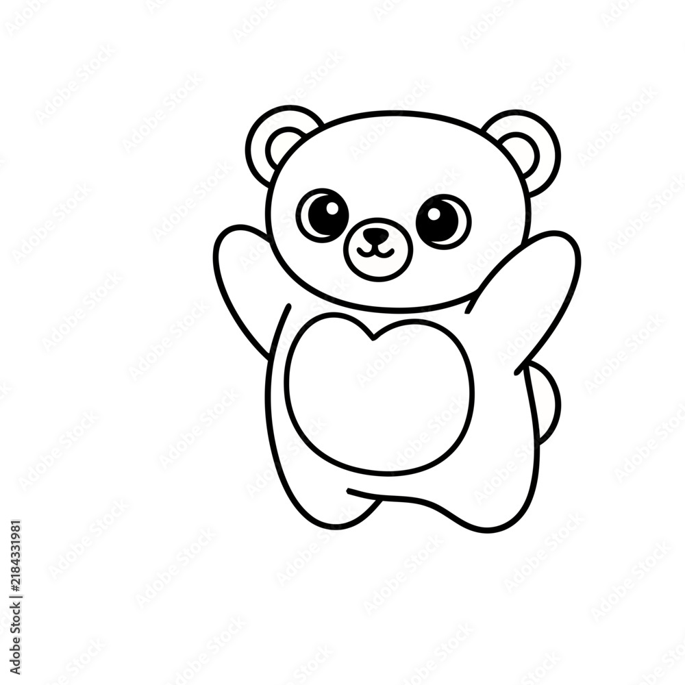 Fototapeta premium Cute cartoon bear waving
