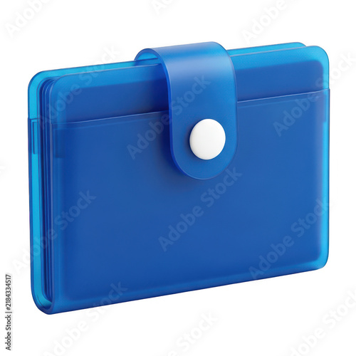 Transparent blue protective document folder with clip