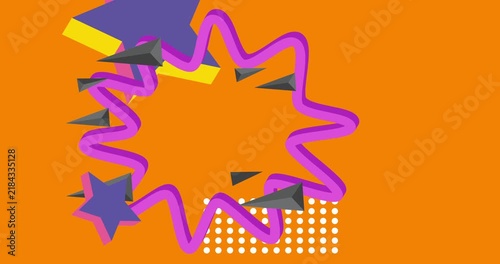 Geometrical graphic retro theme background animation with place for text. Minimal geometric elements frame video. Vintage abstract shapes for advertising.