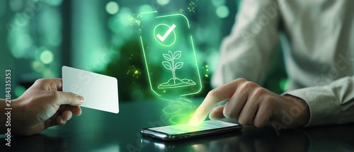 Carbon Credit Purchase Success AR Interface for Sustainable Business Trading