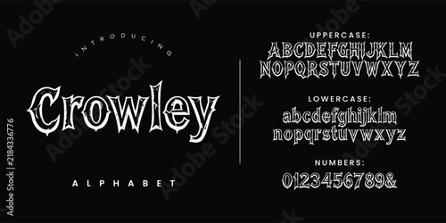 Foto Crowley Gothic Horror Alphabet Font Dark Vector Design