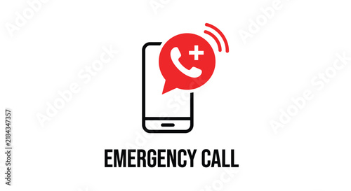 Foto Emergency call icon depicting a smartphone with a medical symbol