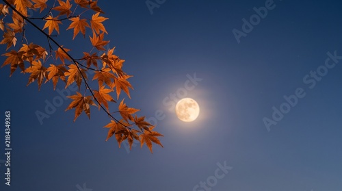 A beautiful full moon glowing in the night sky during the traditional chinese mid autumn festival celebration