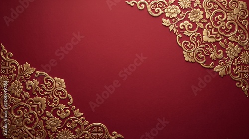 Elegant red background with golden floral patterns perfect for celebrating the traditional chinese mid autumn festival event