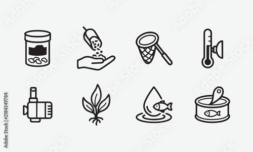 Laboratory equipment and natural elements line art icons set simple black silhouette