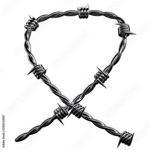Barbed Wire Ribbon Loop Cross
