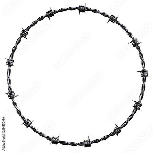 Metallic Barbed Wire Circle Frame