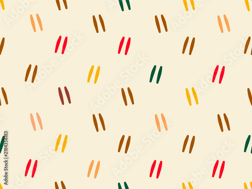 Картината върху платно Abstract Dash Seamless Pattern A minimalist pattern featuring scattered, evenly spaced dashes in warm, earthy tones on a light cream background