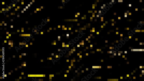 Abstract Golden Pixel Background - Retro Digital Mosaic Animation