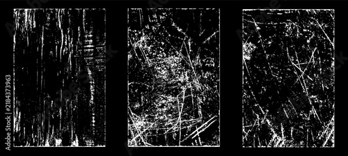 Grunge worn paper effect. Overlay texture stamps with old paper. Stamps distress grain surface dust and rough background concept. Illustration place over object to create grunge effect. Vector EPS10.

