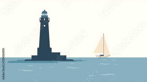lighthouse in the sea illustration vector