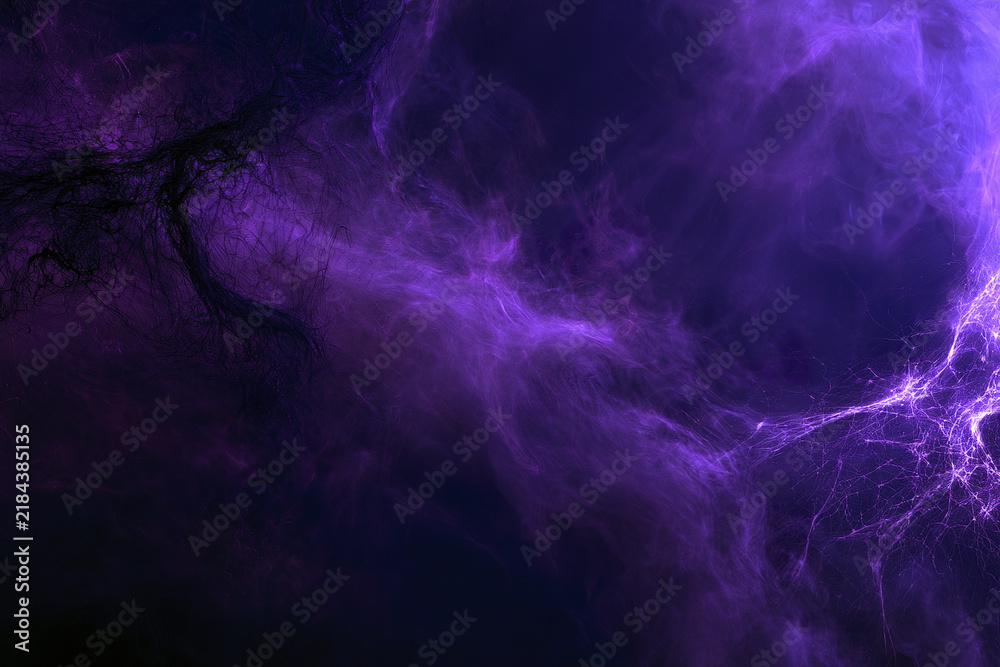 Fototapeta premium Mysterious purple night background featuring swirling supernatural light and dark smoky texture creating eerie atmosphere