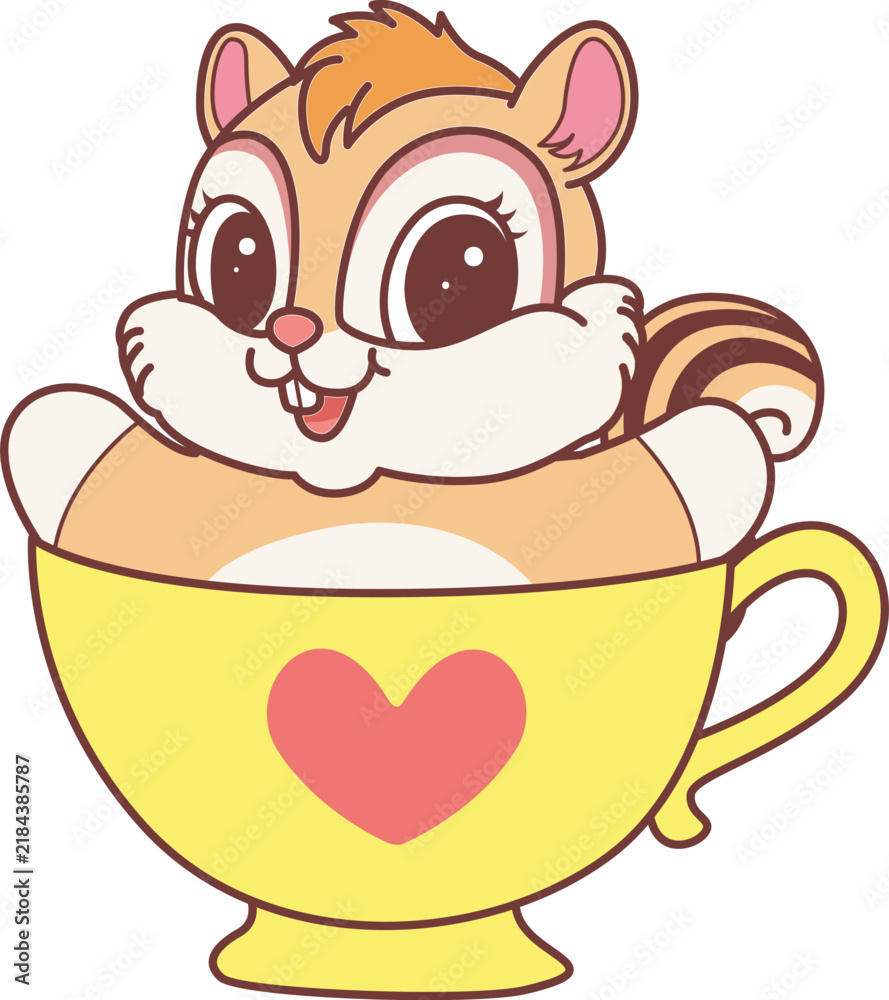Fototapeta premium Cute Chipmunk sticker icon. Funny Chipmunk 