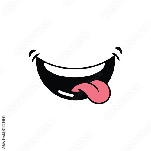 Bild auf Leinwand Joyful Mouth with Tongue Out during Celebration Isolated on white background