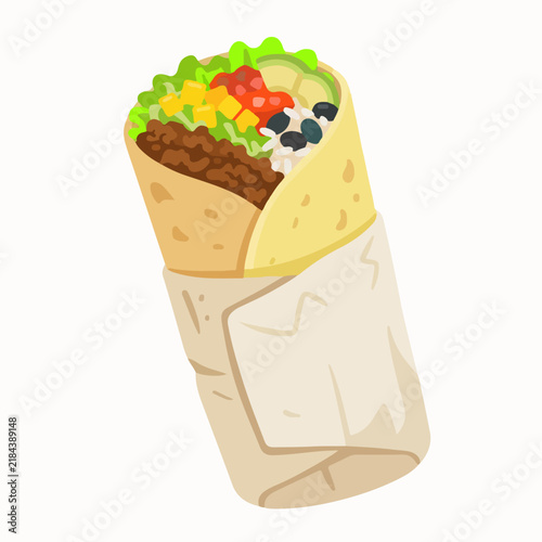 Delicious mexican burrito in paper