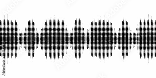 Bild auf Leinwand Halftone dot pattern creates a waveform illustration on a white background resem