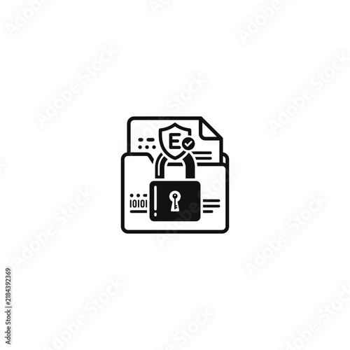 Secure encrypted document icon with key