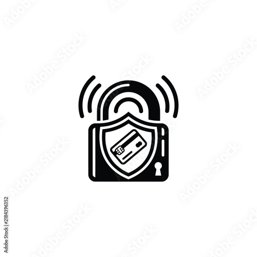Secure wifi network with shield and lock icon