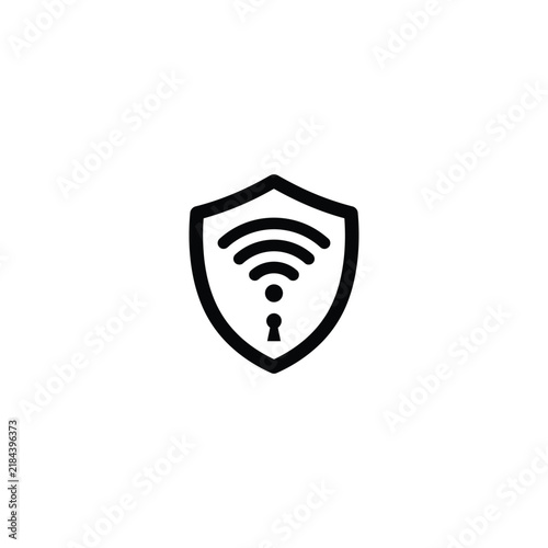 Secure wifi network shield icon with lock