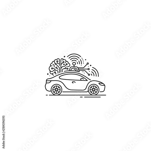 Electric car with tree and wifi signal icon