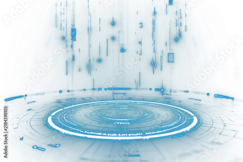 PNG Futuristic minimalist glowing blue rings and lines on a dark background futuristic technology interface.