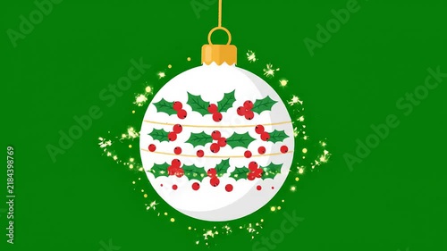 Festive christmas baubles vector illustration with sparkles animation on green screen for holiday decoration projects and seasonal greeting video designs