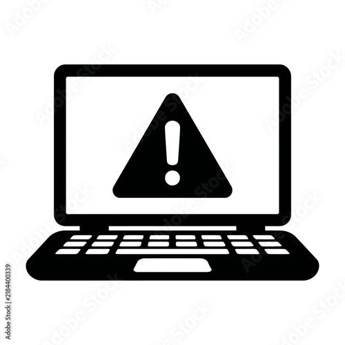 Obraz na płótnie Laptop computer with error warning symbol on screen