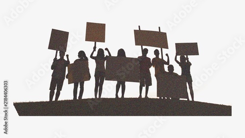 фотографія Protestors in brown textured silhouette