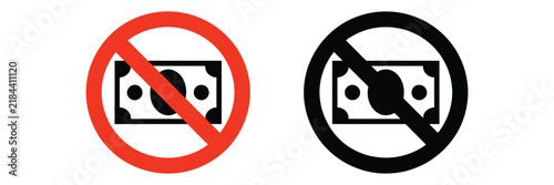 Bild auf Leinwand No money symbol icons, minimalist flat vector set illustrating lack of funds budgeting limits and financial restriction concepts for business and finance graphics