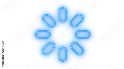 Fotografie Glowing neon loading spinner or brightness sun icon isolated on transparent background