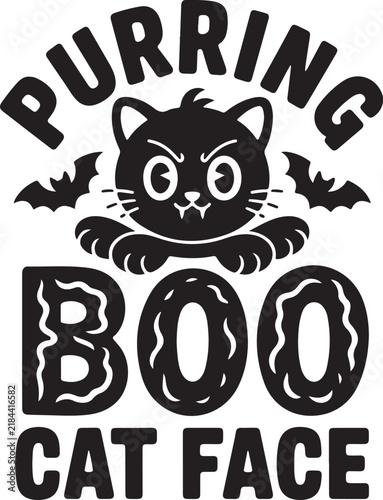 Purring Boo Cat Face Halloween Typography Vector
Cute Black Cat Halloween Graphic with Bats
Spooky Cat Face with Boo Lettering Vector Design
Halloween Cat Mascot Shirt and Sticker Illustration
Funny P